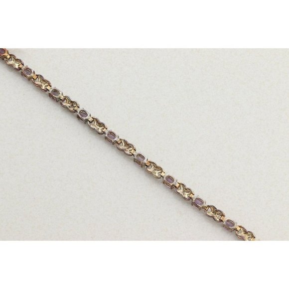 Gold over Sterling Silver Amethyst Gemstone Bracelet 7 1/2 inch - Picture 9 of 10